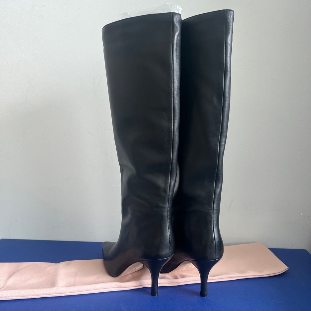 $650 Loeffler Randall Women's Whitney Heel Tall Leather Pull On Boot Black 6.5 - Picture 12 of 14